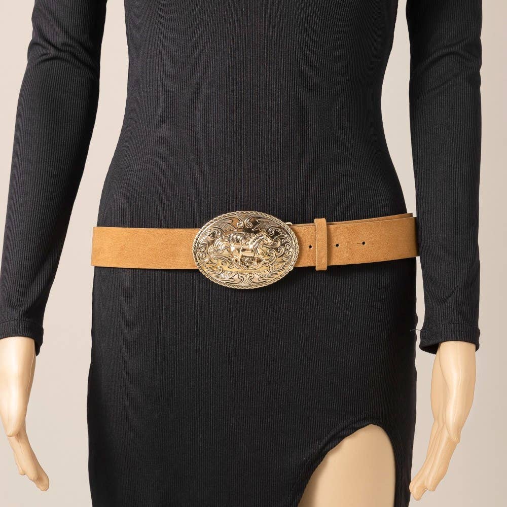Suede Western Horse Medallion belt