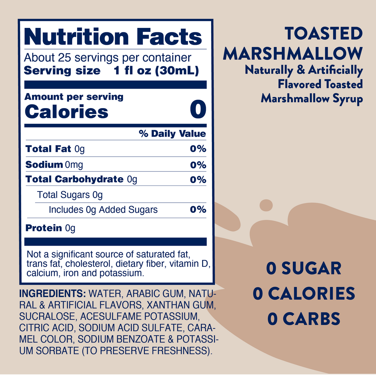 Jordan's Skinny Mixes - Sugar Free Toasted Marshmallow Syrup