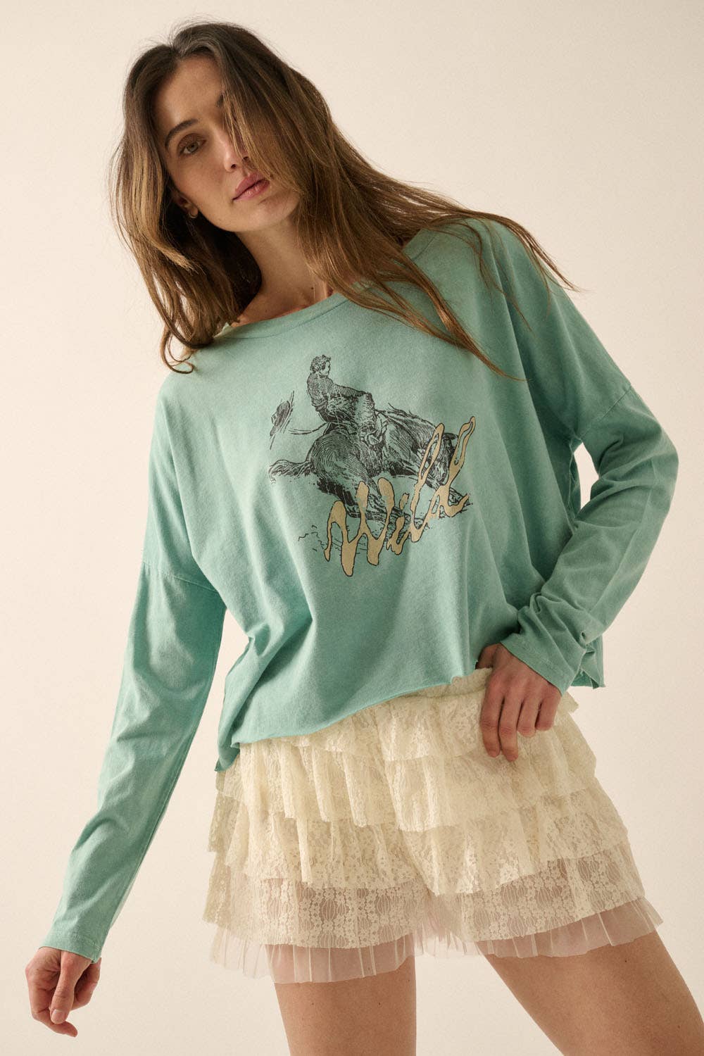 Wild Cowboy Cropped Long-Sleeve