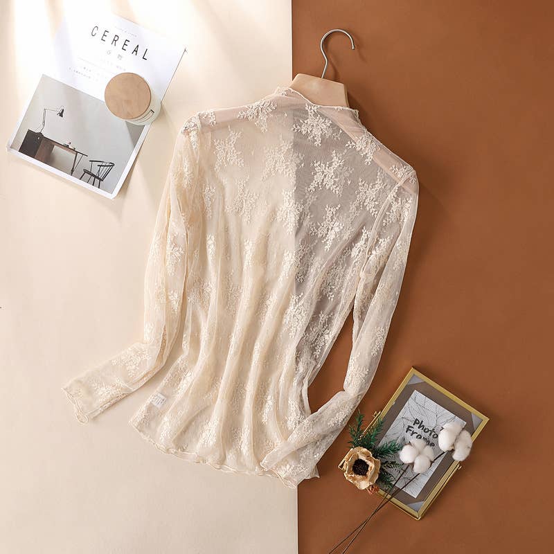 Floral Lace Sheer Mesh Top