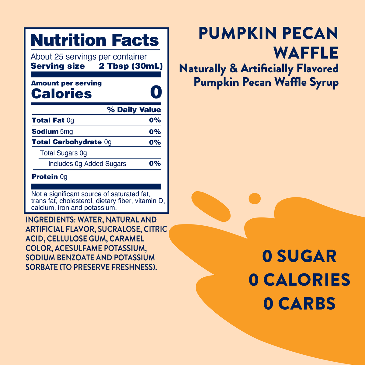 Jordan's Skinny Mixes - Sugar Free Pumpkin Pecan Waffle Syrup