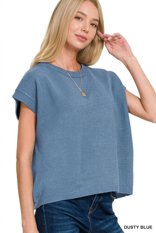42POPS -  Viscose Sweater - Zenana: DUSTY BLUE-174550 / L/XL