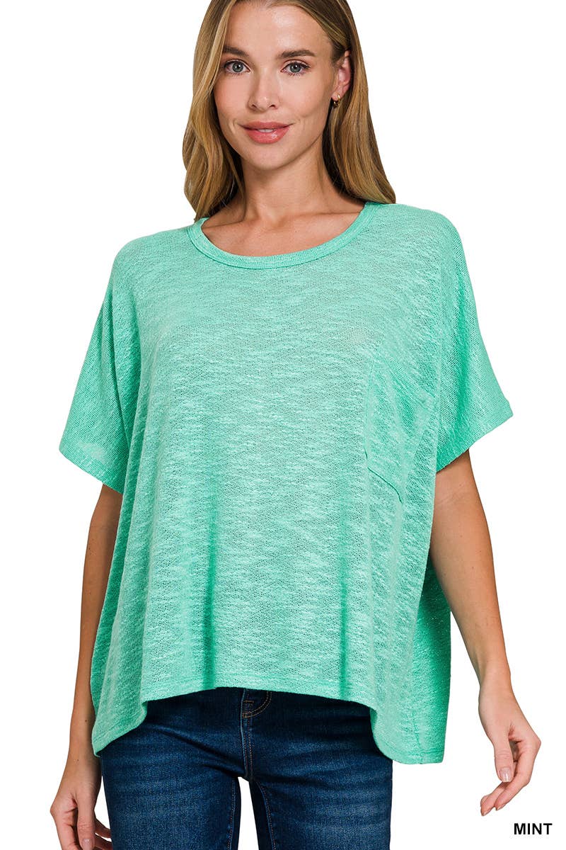 Oversized knit top with pocket
