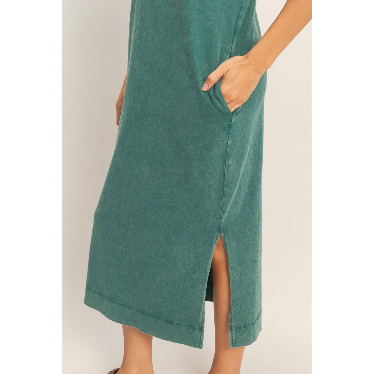 Mineral Wash Midi Dress DARK TAUPE