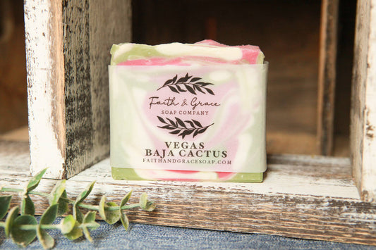 Faith and Grace Soap Co. - Baja Cactus Artisan Soap, Luxury Shea Butter Soap, 4 oz.