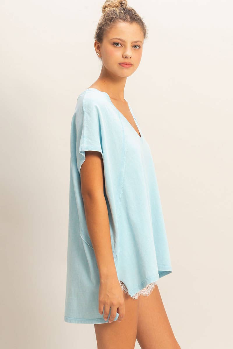 Oversized V Neck Top Mint