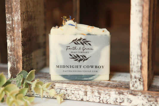 Faith and Grace Soap Co. - Midnight Cowboy Cold Process Bar Soap, 4 oz.