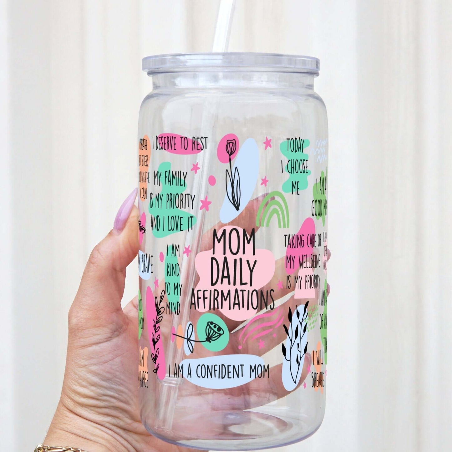 - Mom Daily Affirmations 16oz Sip-Sip Hooray!