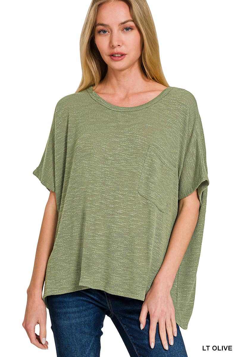 Oversized knit top with pocket