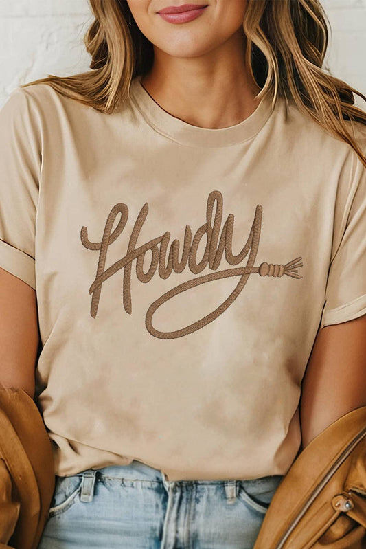 Khaki Howdy Embroidered Graphic