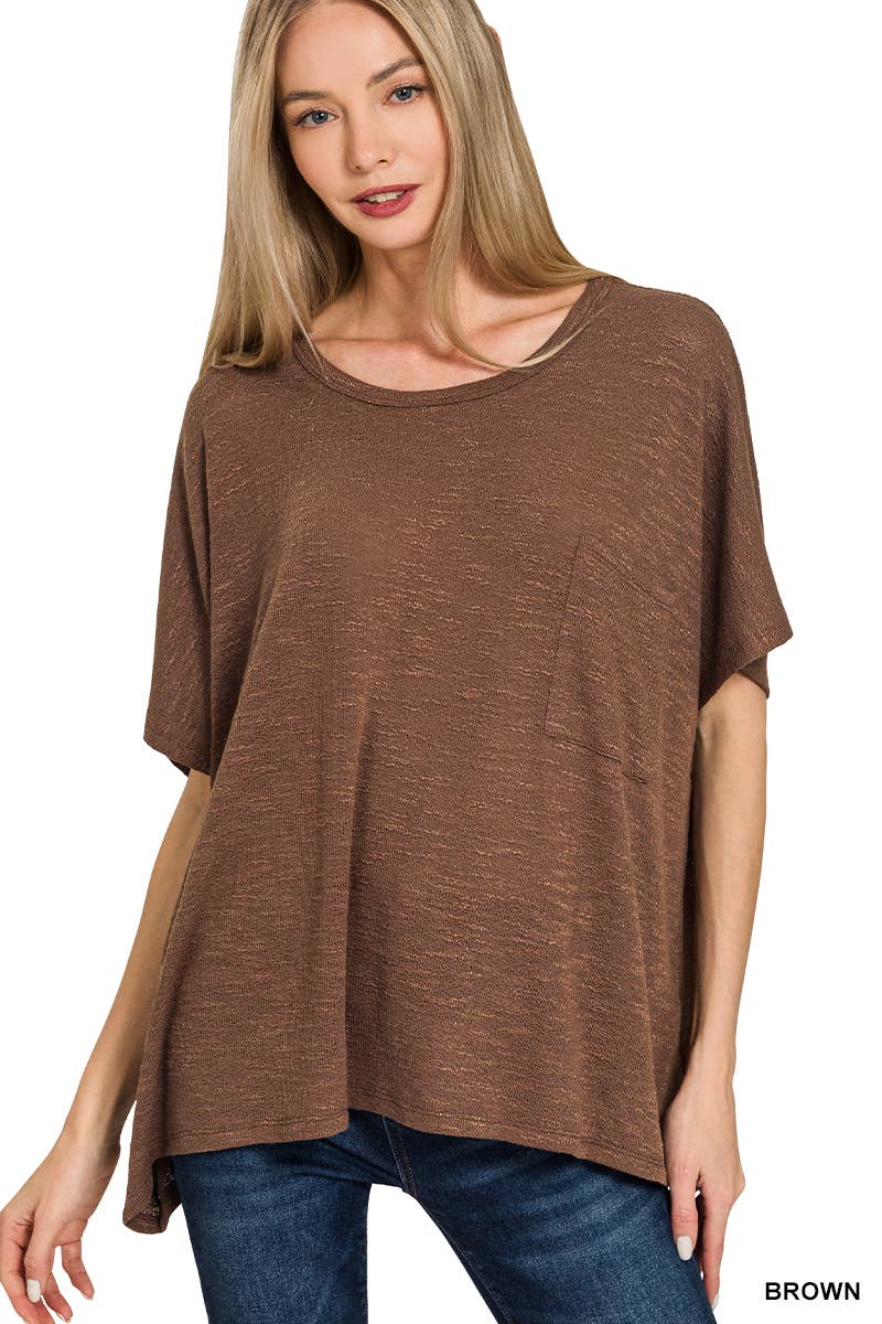 Oversized knit top with pocket