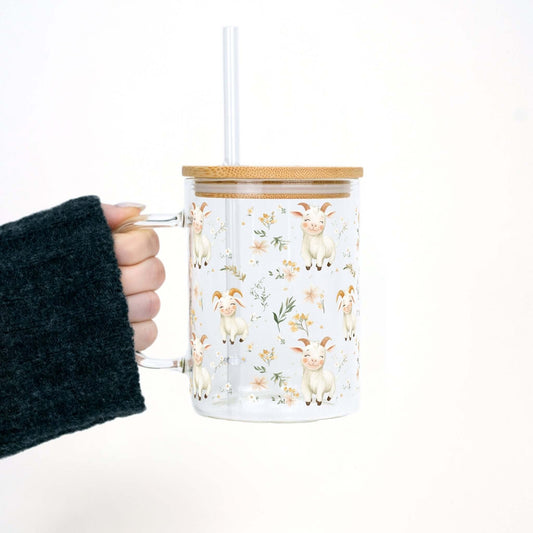 Floral Cute Goats 17oz Sip-Sip Hooray! -