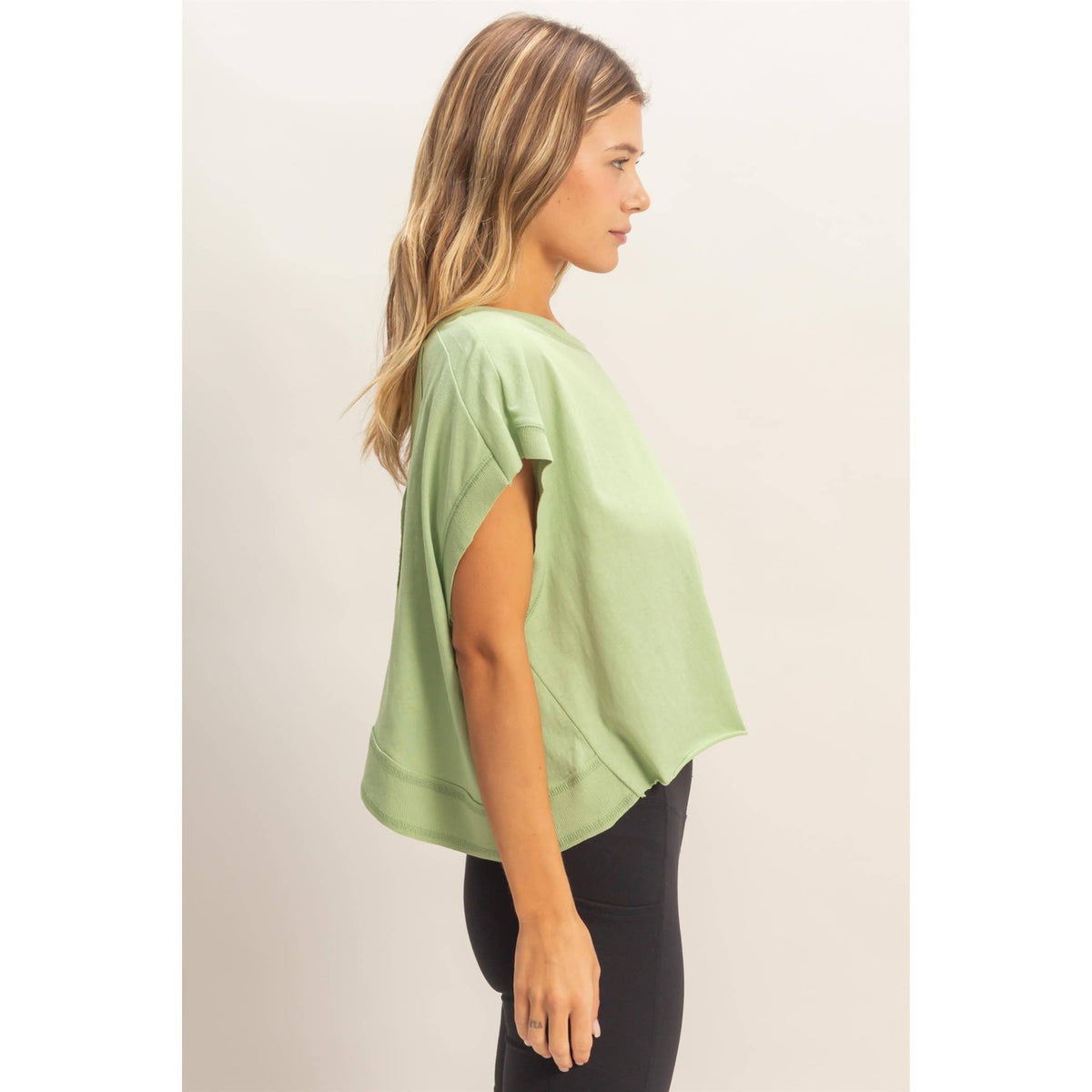 Boxy Crew Neck Top BLACK