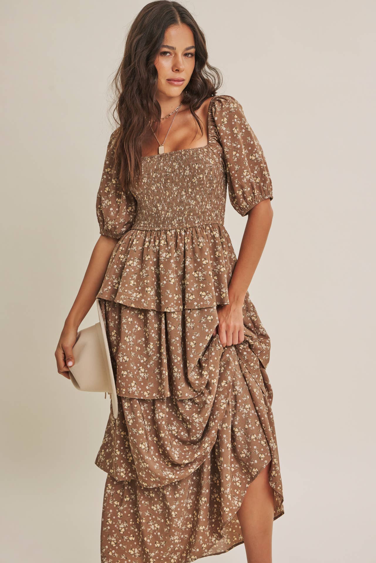 AUTUMN BLOOM TIERED MAXI DRESS