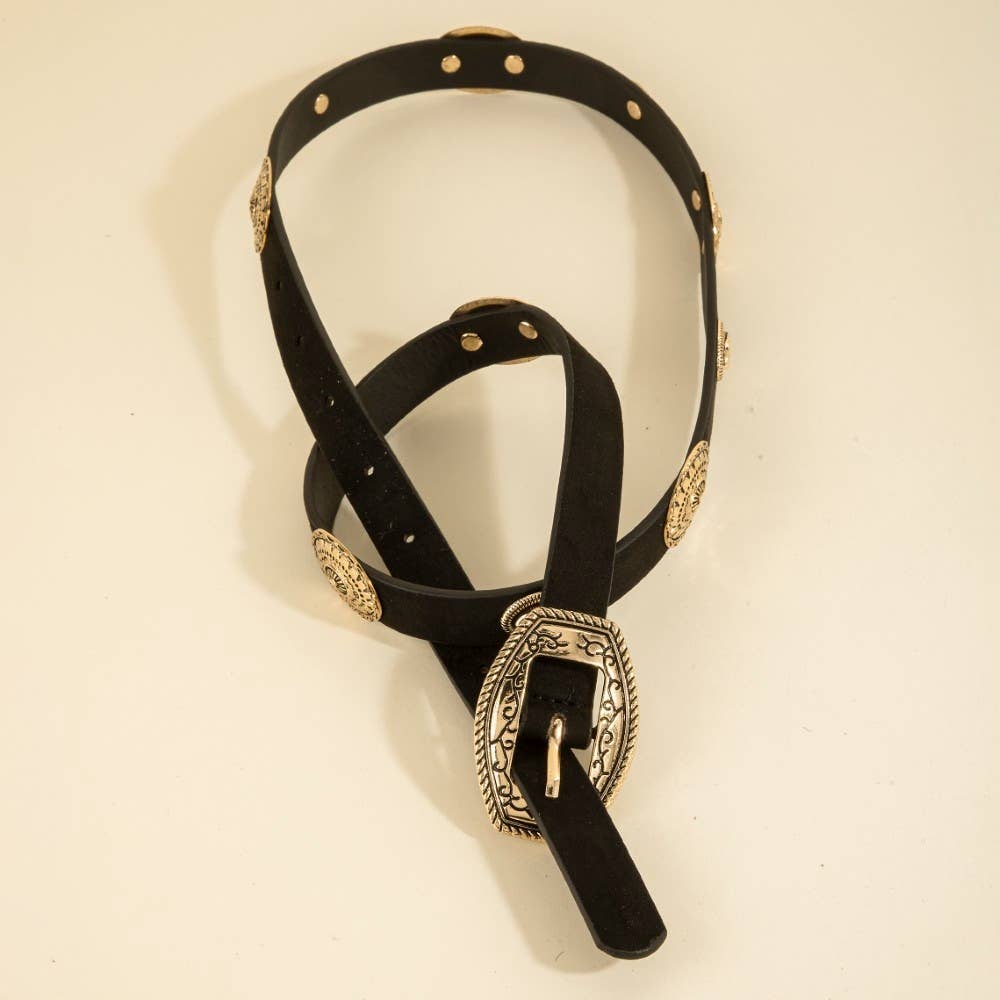 Concho Accent Suede Western Leather Belt