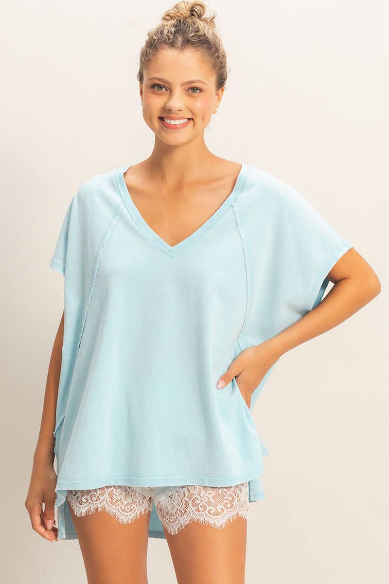 Oversized V Neck Top Mint