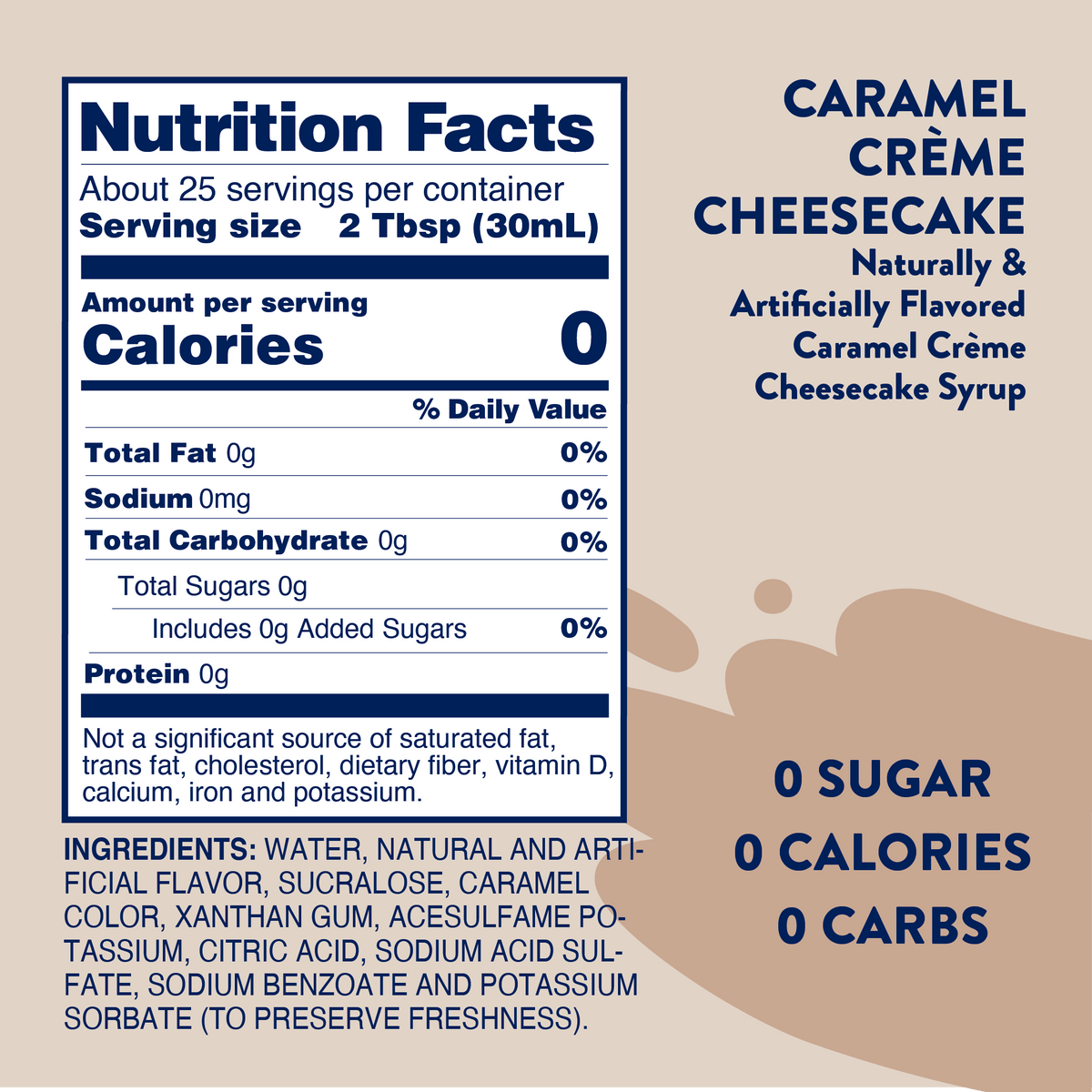 Jordan's Skinny Mixes - Sugar Free Caramel Creme Cheesecake Syrup
