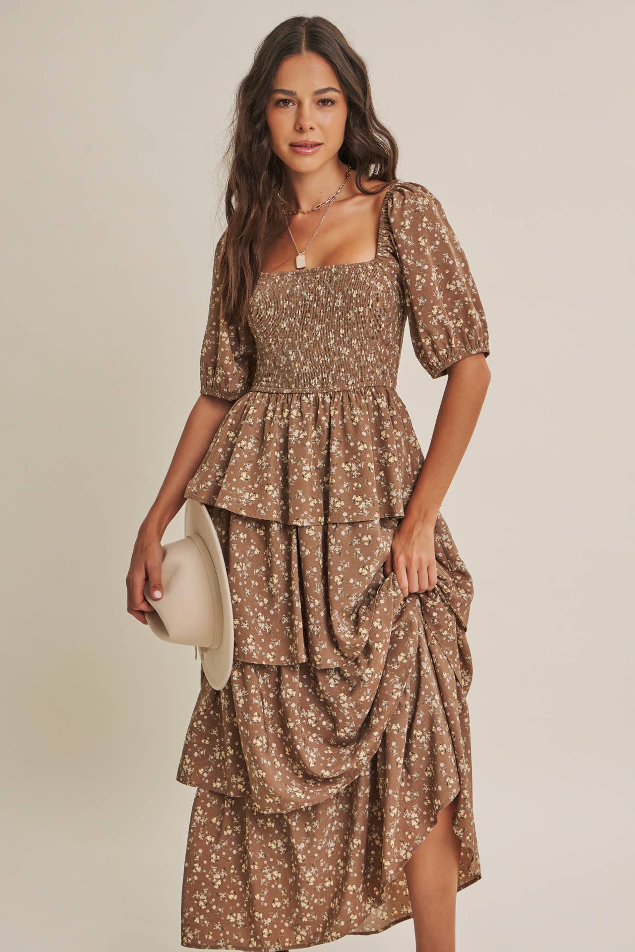 AUTUMN BLOOM TIERED MAXI DRESS