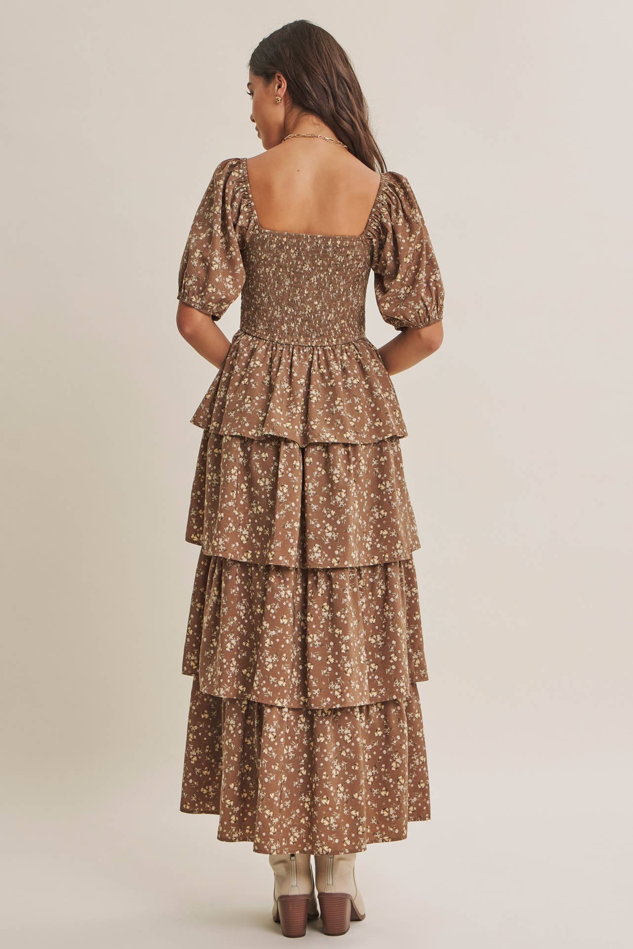 AUTUMN BLOOM TIERED MAXI DRESS