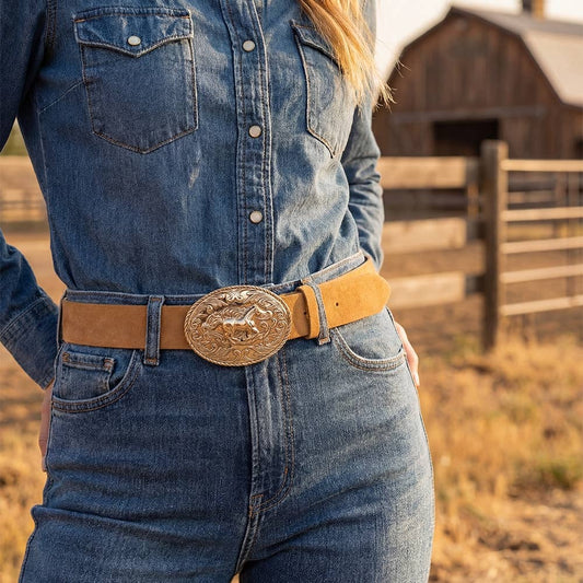 Suede Western Horse Medallion belt
