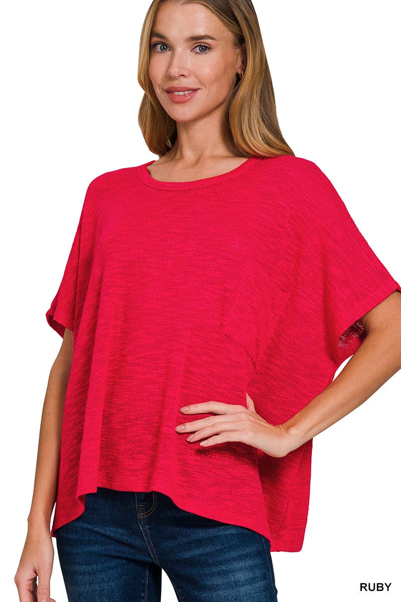 Oversized knit top with pocket