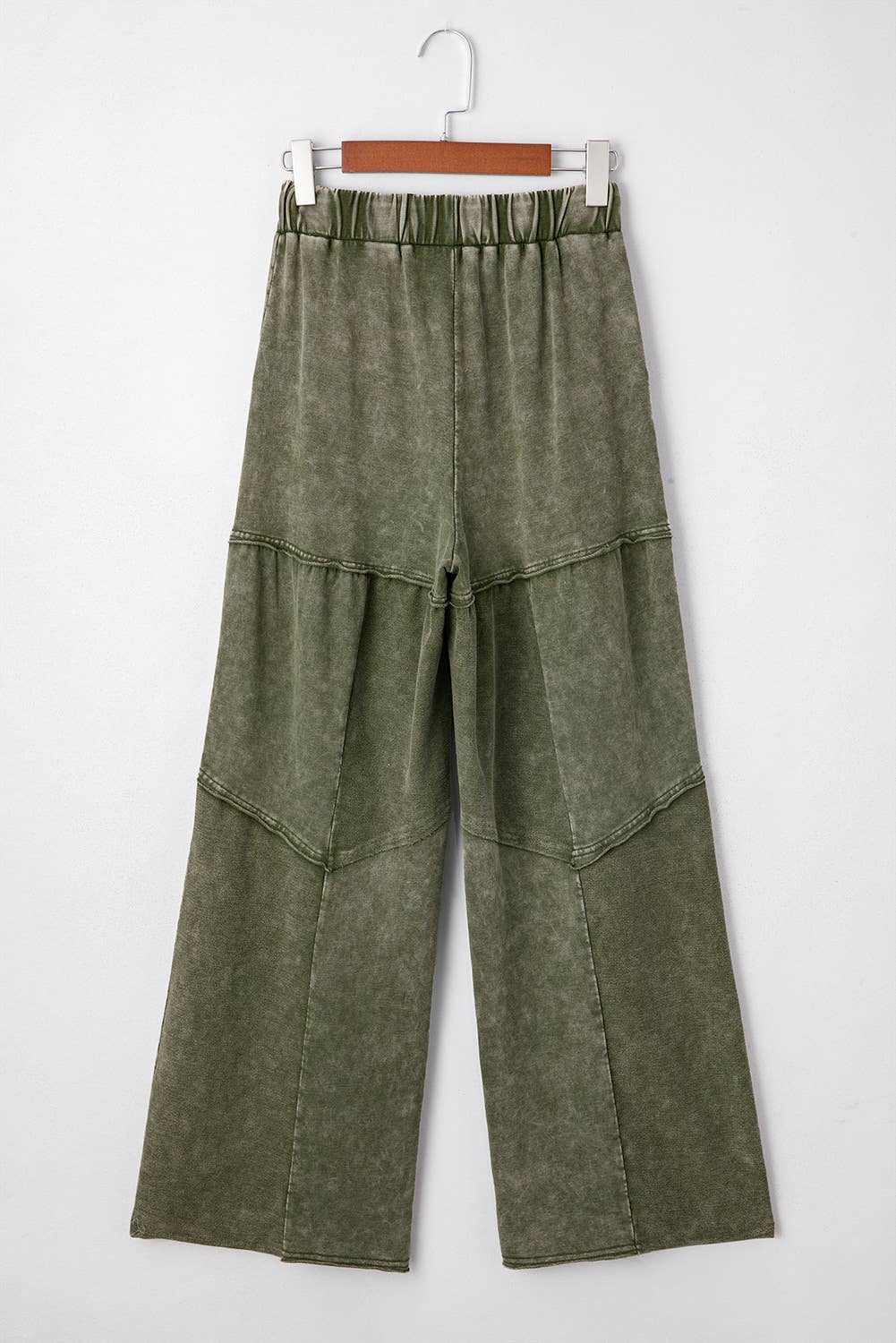 66DISCO - Mineral Wash Tiered Wide Leg Patchwork Drawstring Pants S-4X: Black / L