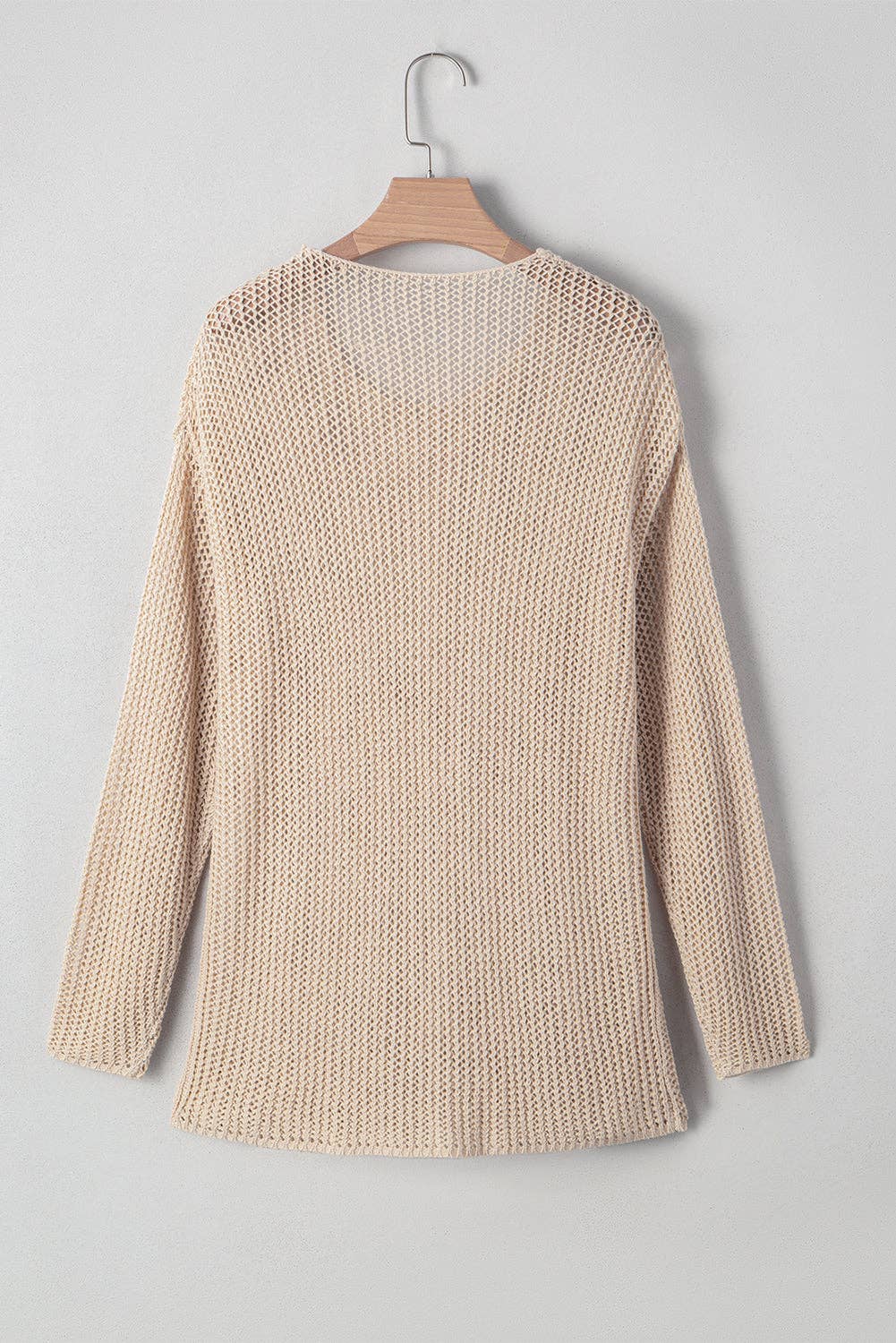 PB WHOLESALE - OMG! Solid Hollowed Knit Crochet Sweater: Coral / L