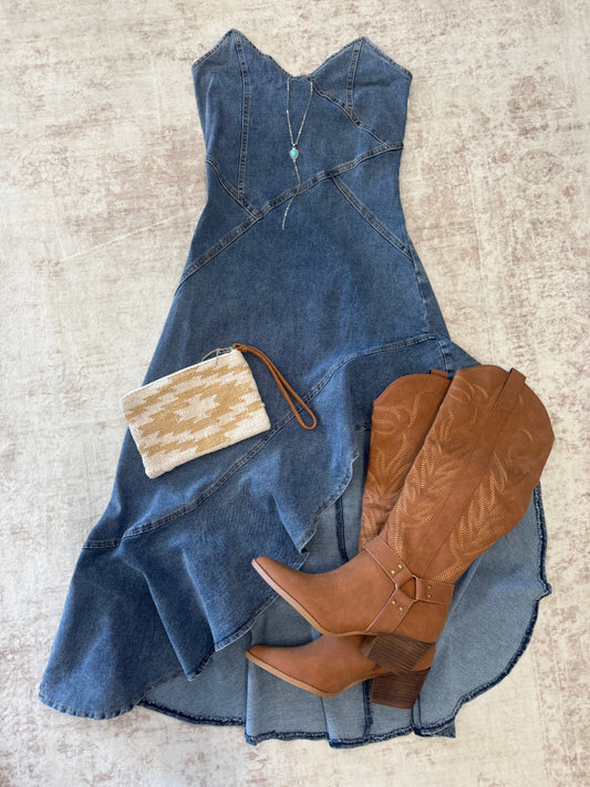 Ruffle Denim Dress