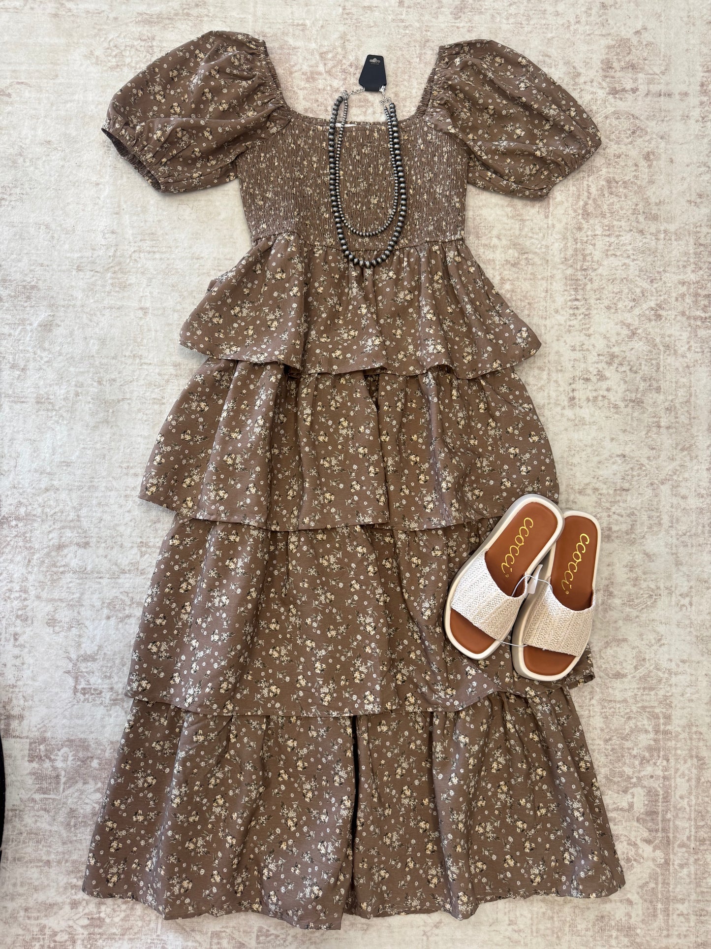 AUTUMN BLOOM TIERED MAXI DRESS