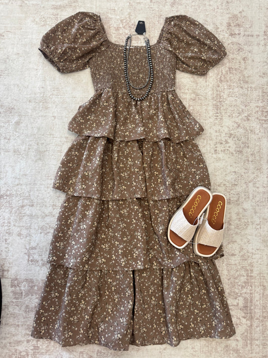 AUTUMN BLOOM TIERED MAXI DRESS
