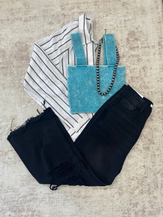 Stripe Chest Pocket Oversized Shirt