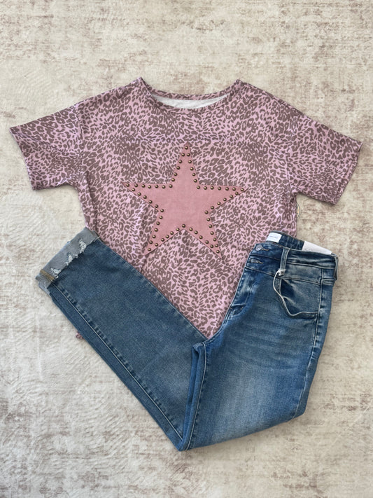 Leopard Retro Star Studded Tee
