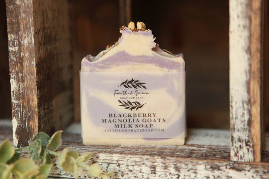 Faith and Grace Soap Co. - Blackberry Magnolia Goat Milk Cold Process Bar Soap 4 oz.