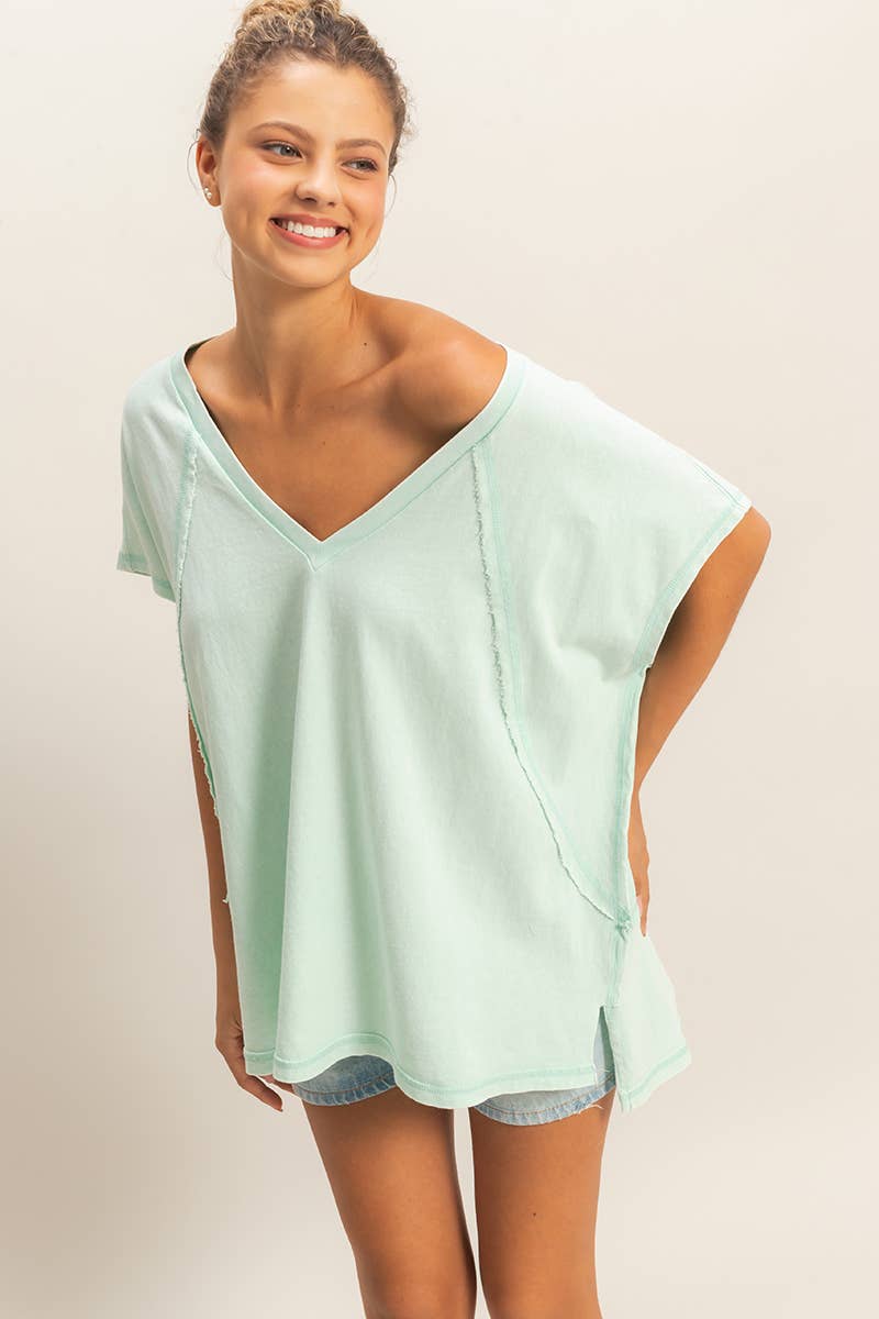 Oversized V Neck Top Mint