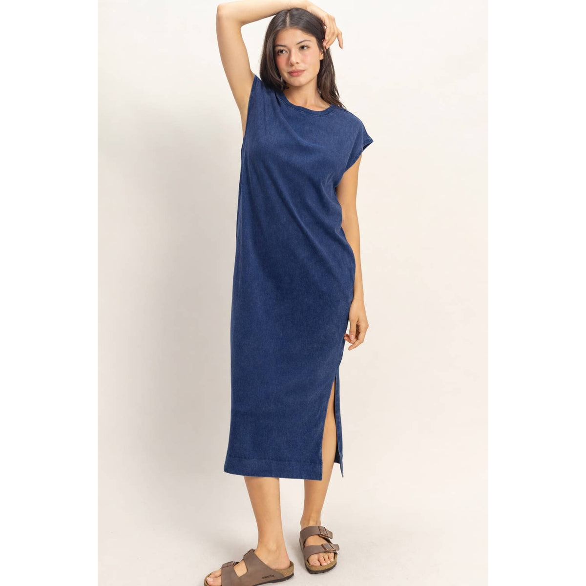 Mineral Wash Midi Dress DARK TAUPE