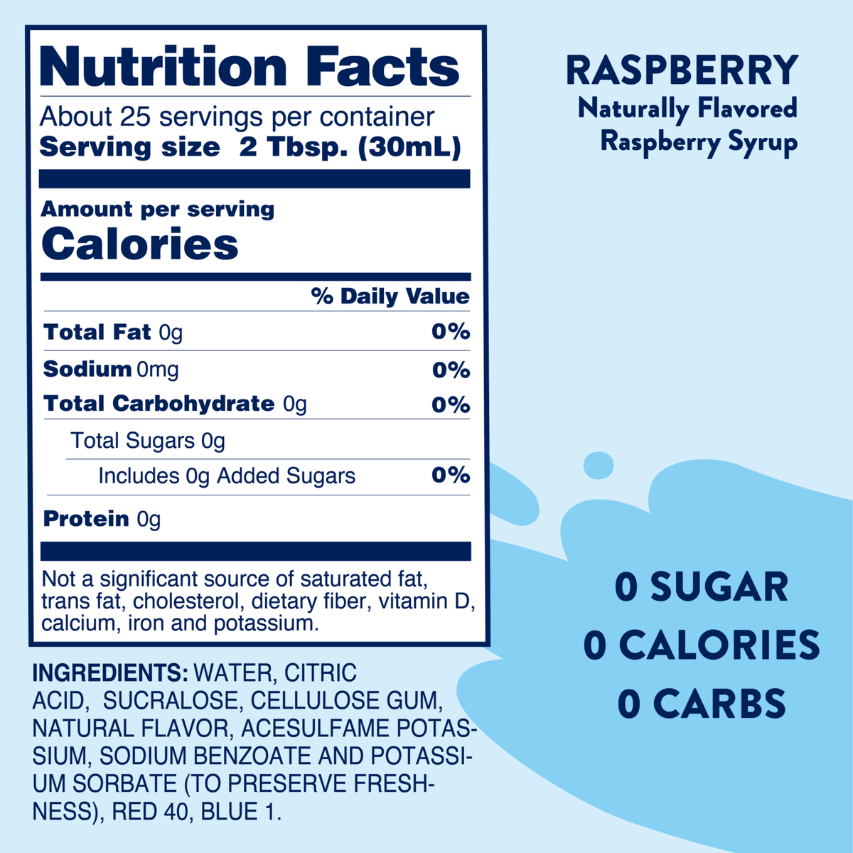 Jordan's Skinny Mixes - Sugar Free Raspberry Syrup