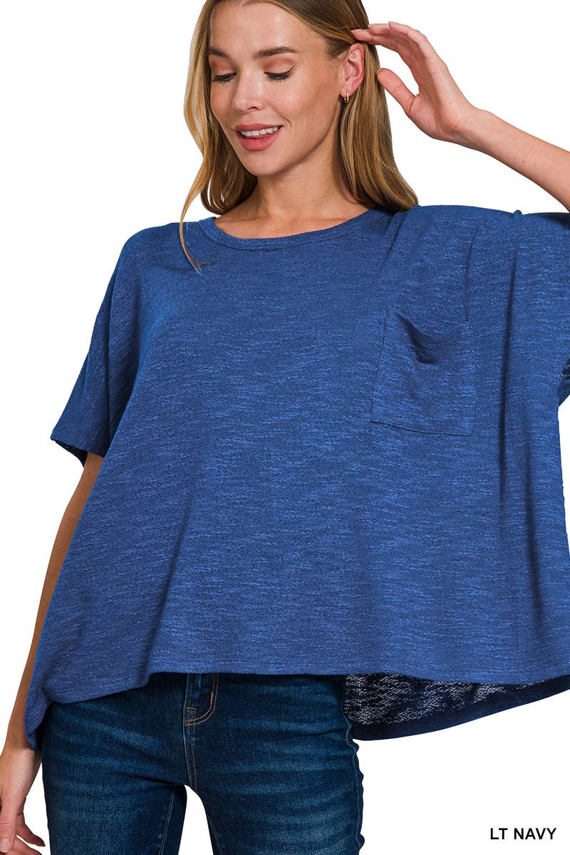 Oversized knit top with pocket