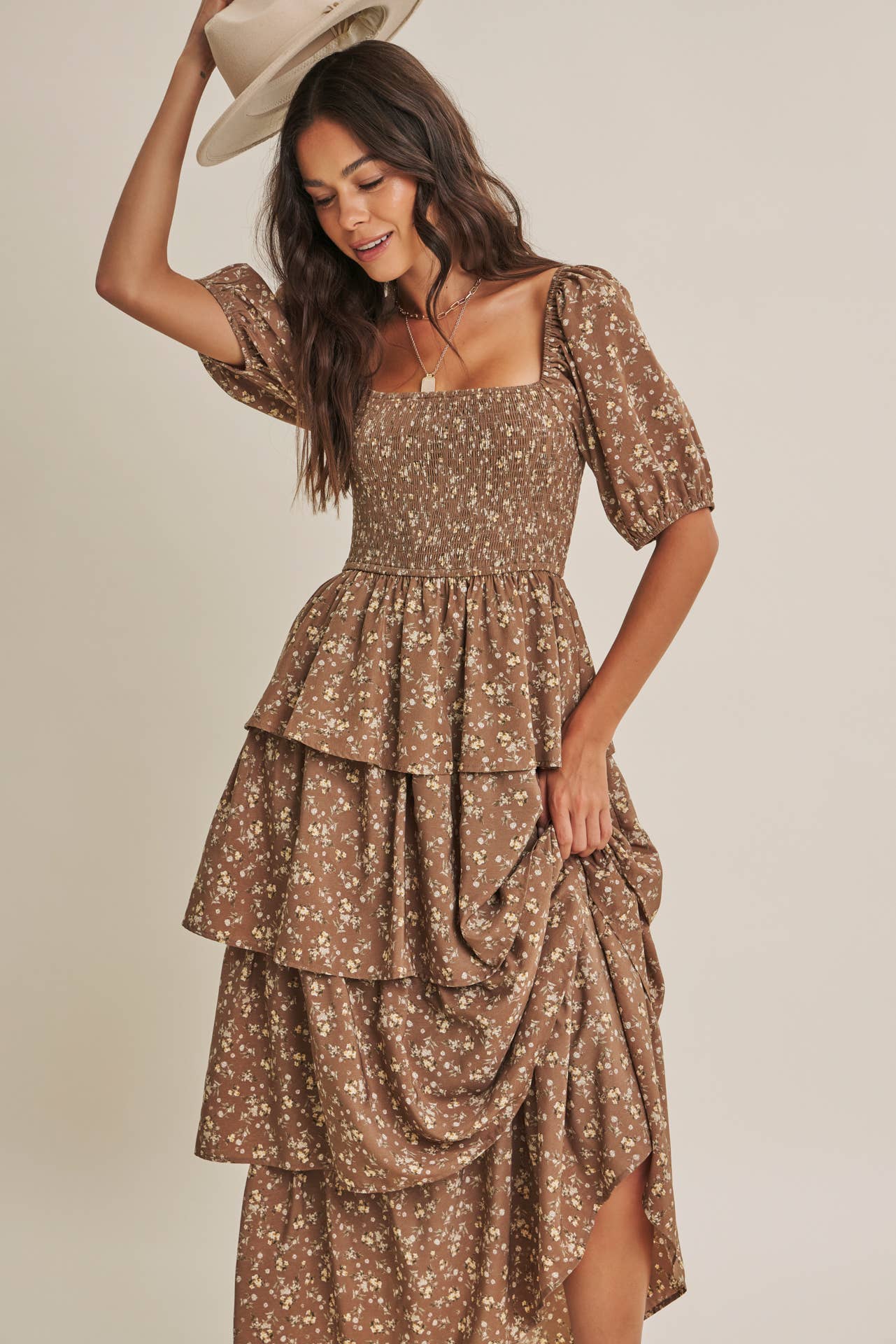 AUTUMN BLOOM TIERED MAXI DRESS