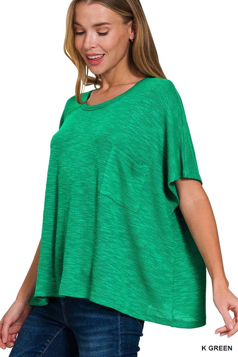 Oversized knit top with pocket