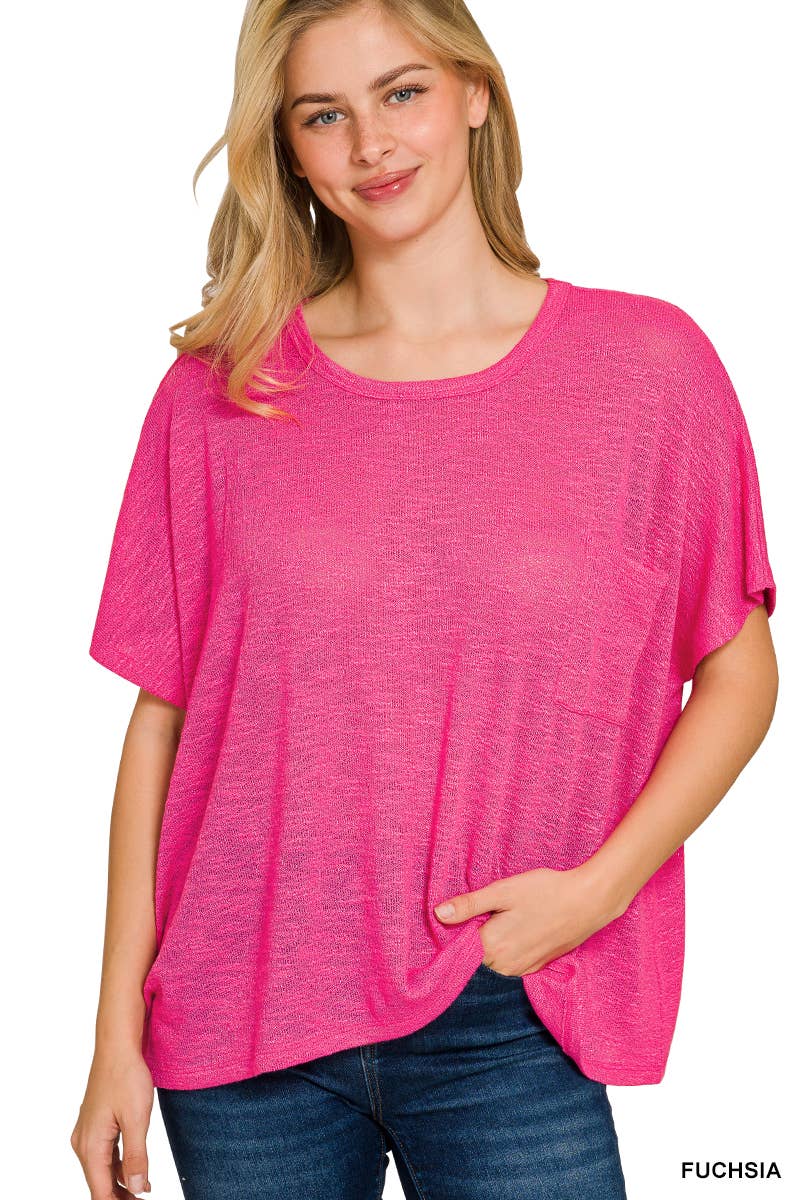Oversized knit top with pocket