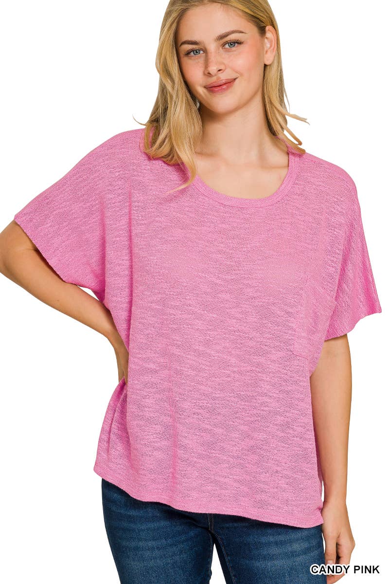 Oversized knit top with pocket