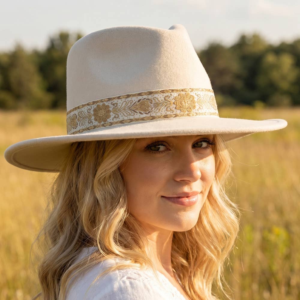 Molly Felt Fedora w/ embroidered band