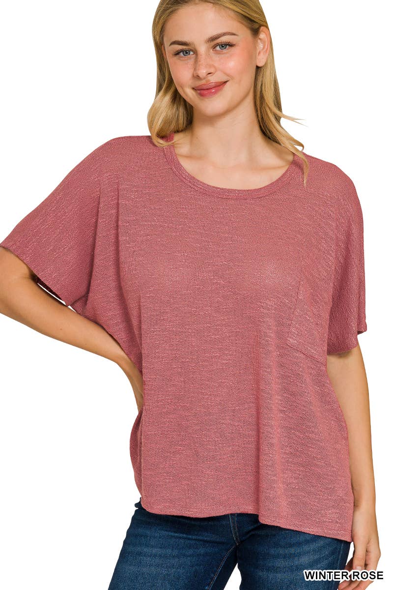 Oversized knit top with pocket