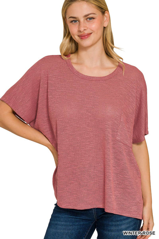 Oversized knit top with pocket
