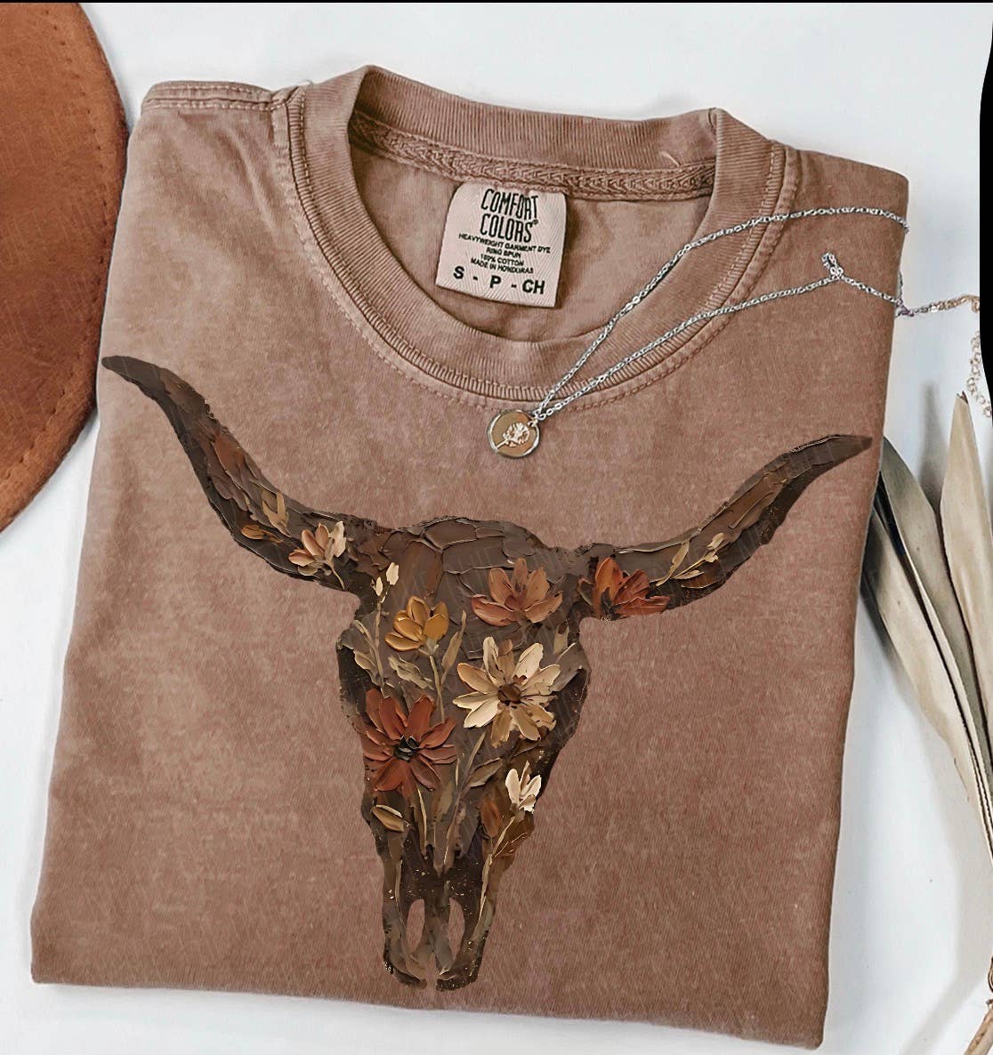 Branded By Barta - Lone Star Longhorn Fall Western Graphic Tee Espresso: Large