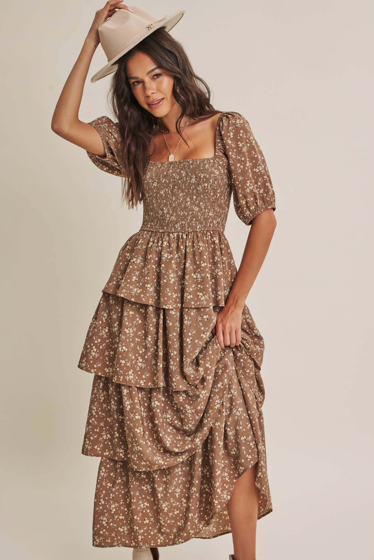 AUTUMN BLOOM TIERED MAXI DRESS