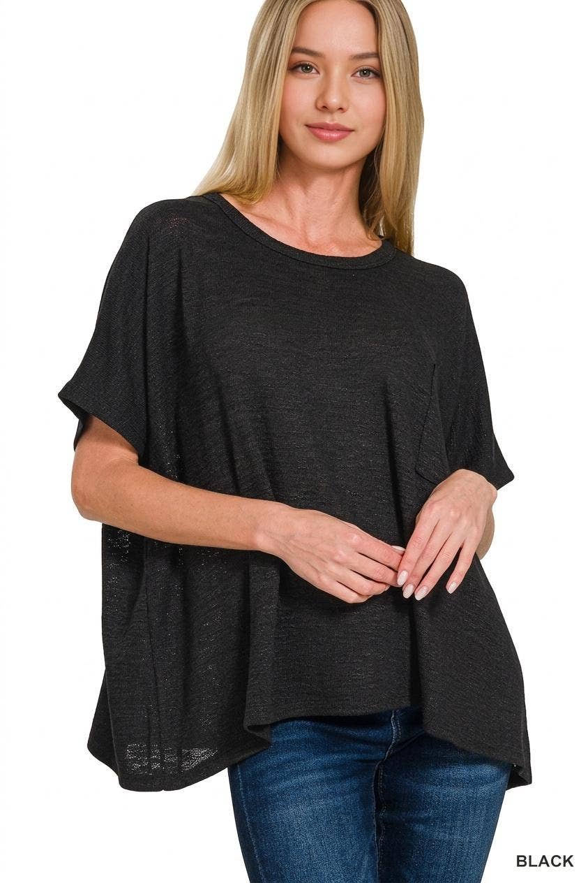 Oversized knit top with pocket