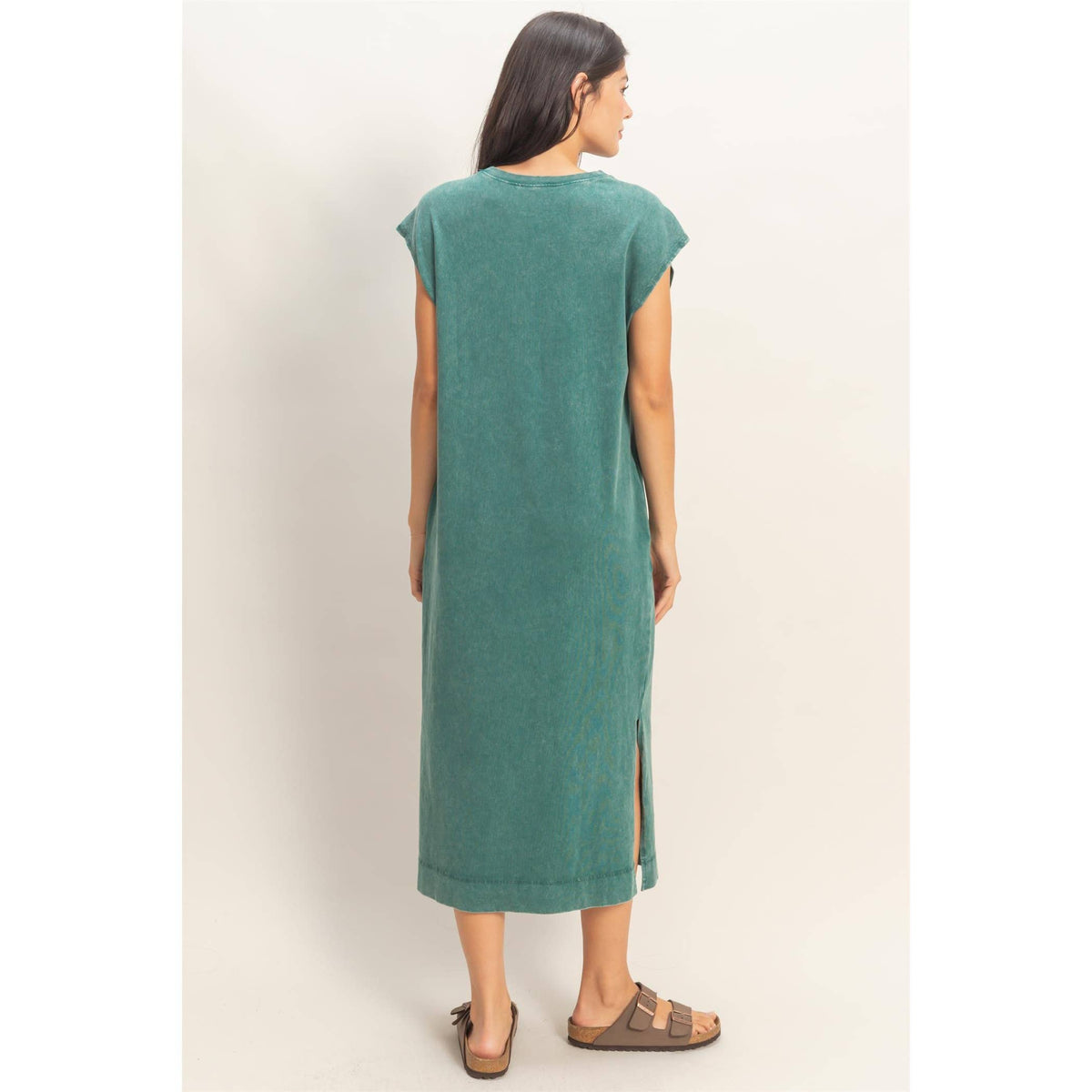 Mineral Wash Midi Dress DARK TAUPE