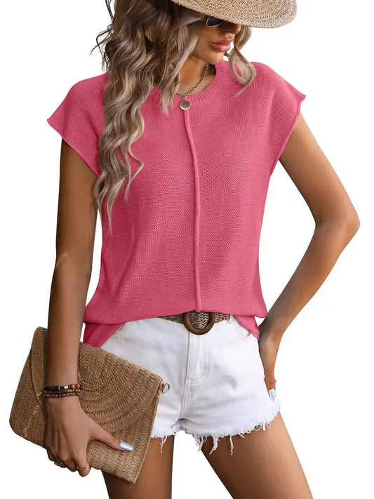 Knit Cap Sleeve Sweater Top