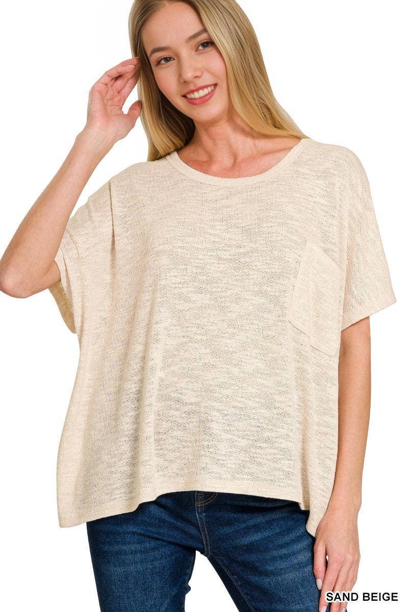 Oversized knit top with pocket